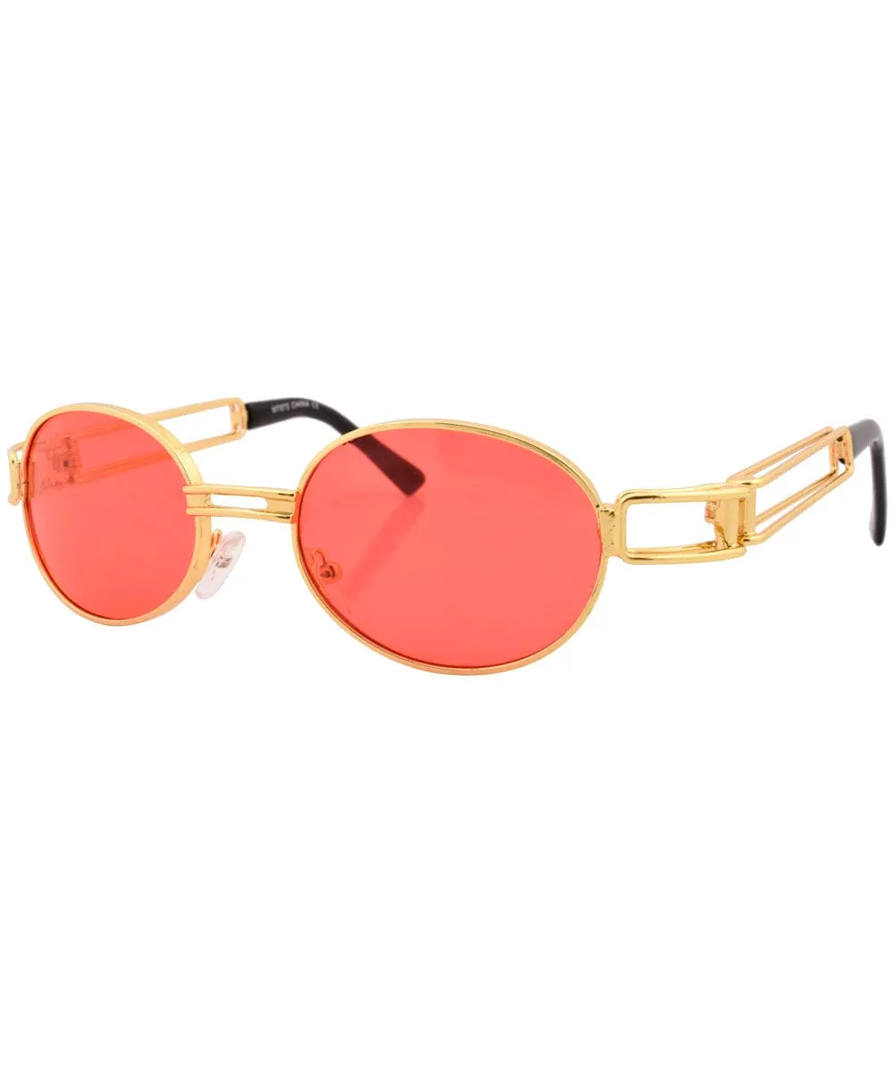 POPPERS Gold/Red Oval Sunglasses sold by Giant Vintage product image thumbnail 2