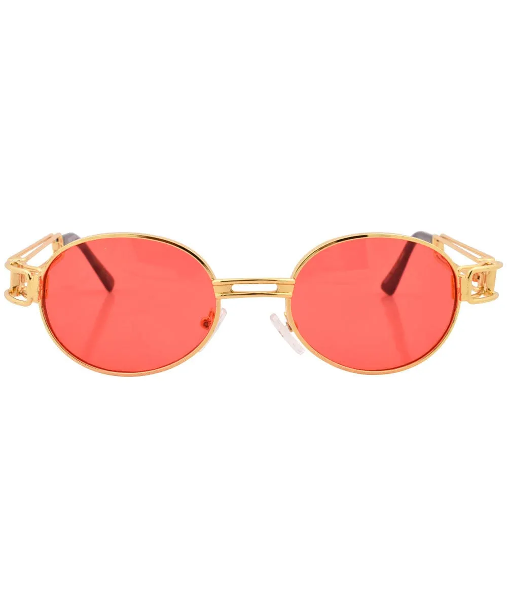 POPPERS Gold/Red Oval Sunglasses sold by Giant Vintage product image thumbnail 3