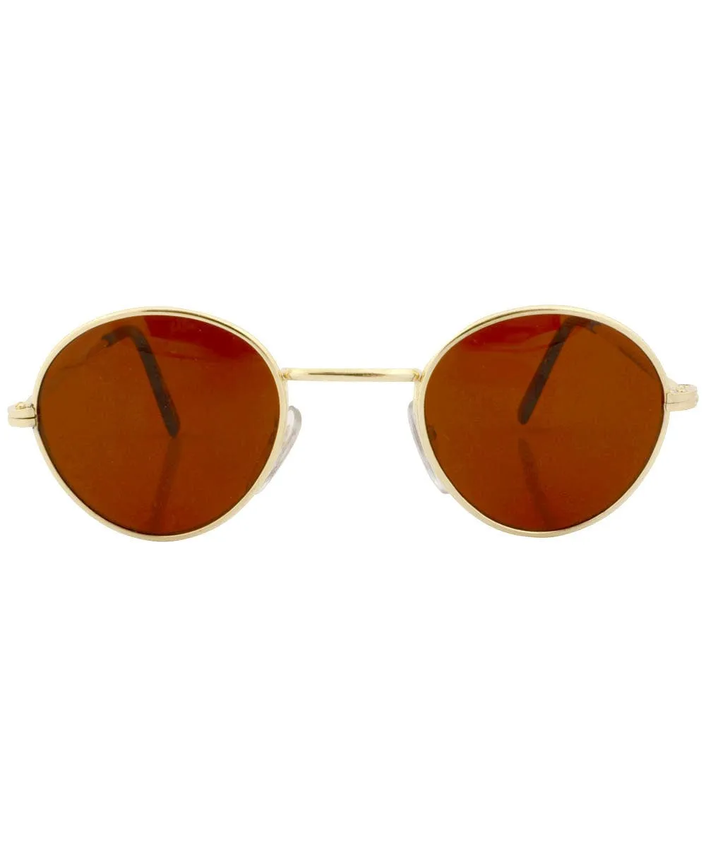 HARDING Gold/Rust Round Sunglasses sold by Giant Vintage product image thumbnail 3