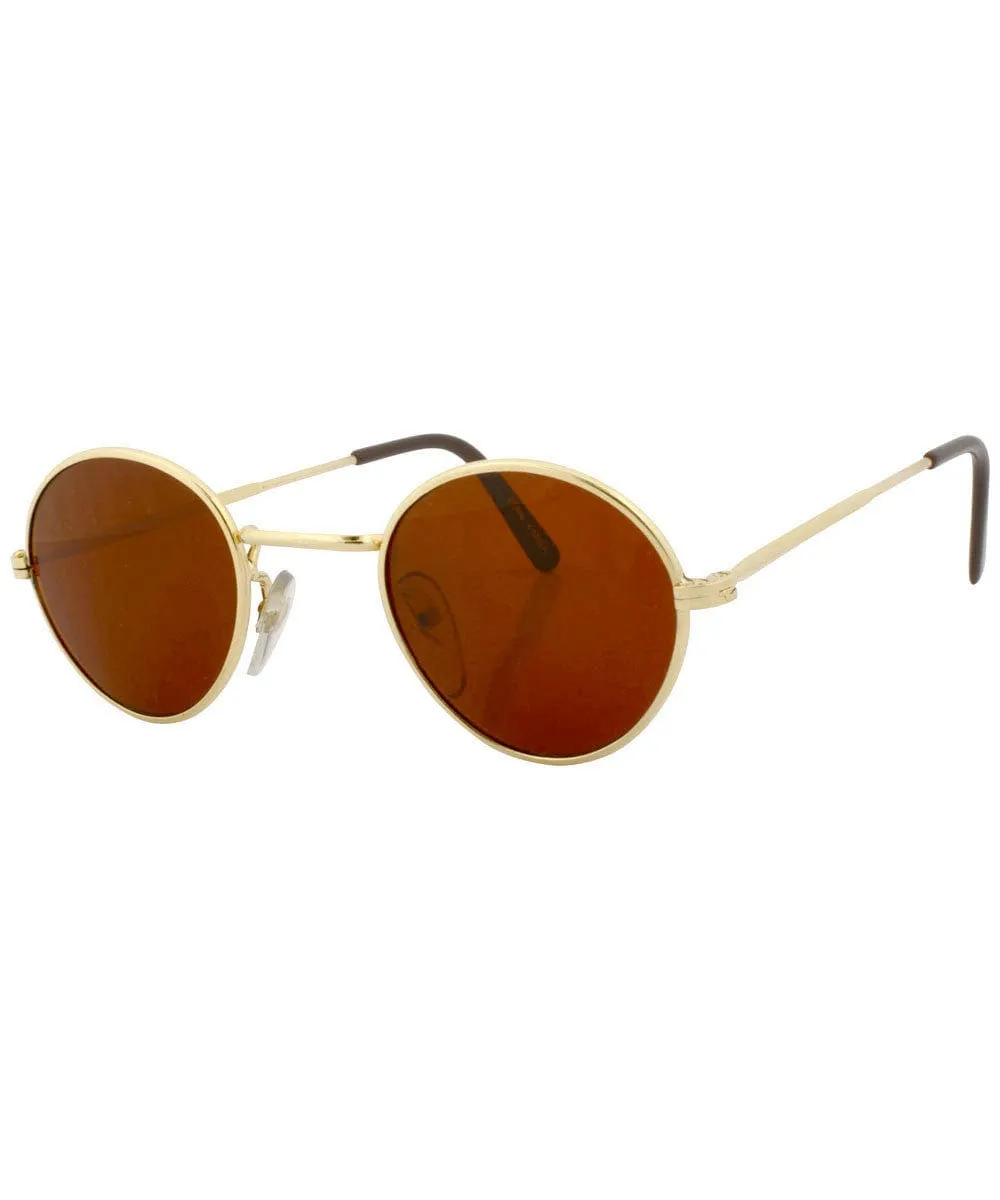 HARDING Gold/Rust Round Sunglasses sold by Giant Vintage product image thumbnail 2