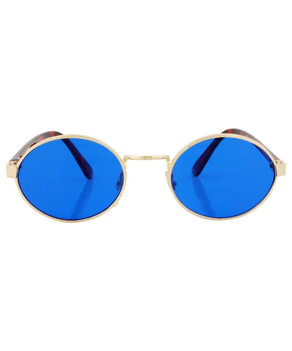 HAYSI Blue/Gold Oval Sunglasses sold by Giant Vintage product image thumbnail 3