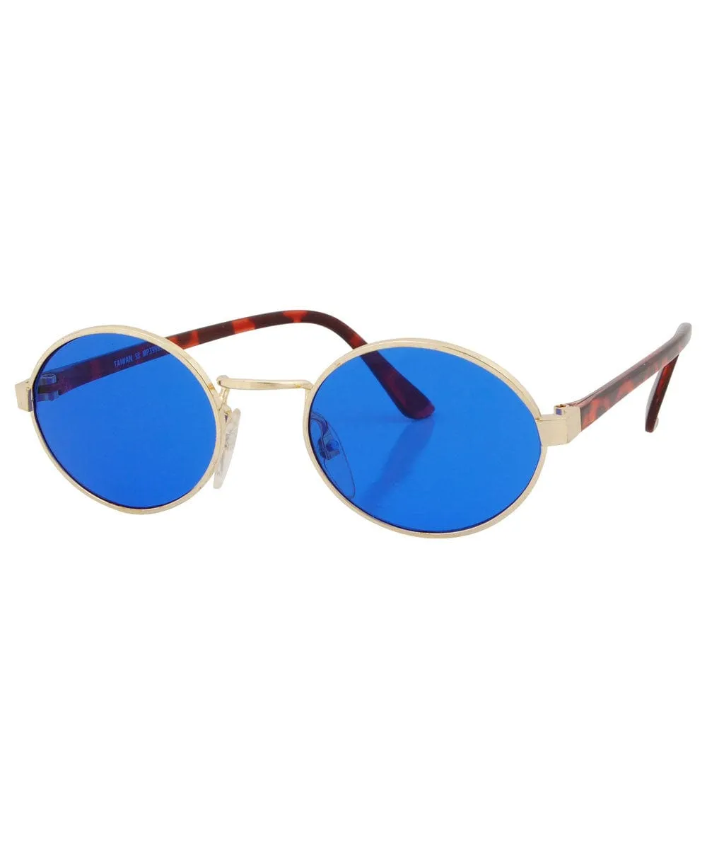 HAYSI Blue/Gold Oval Sunglasses sold by Giant Vintage product image thumbnail 2