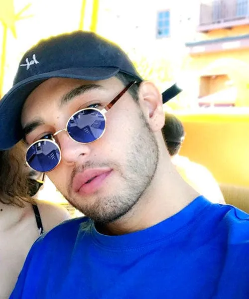 HAYSI Blue/Gold Oval Sunglasses sold by Giant Vintage product image thumbnail 4