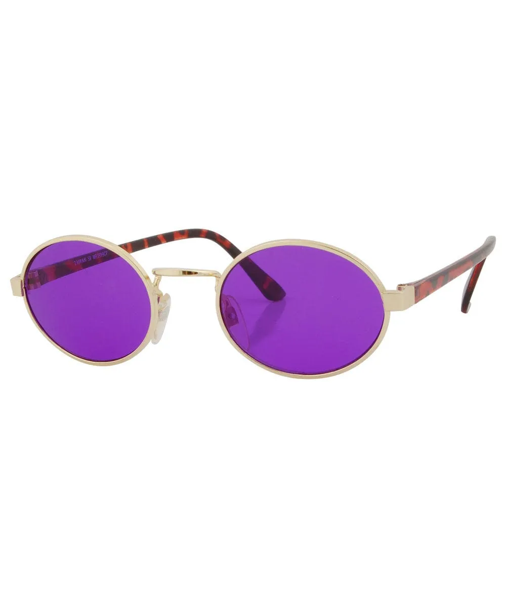 HAYSI Purple/Gold Oval Sunglasses sold by Giant Vintage product image thumbnail 2