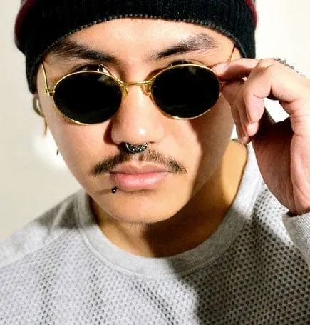 SCHEDULE Gold Oval Sunglasses sold by Giant Vintage product image thumbnail 3