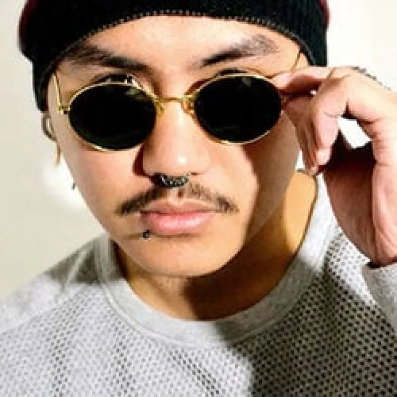 SCHEDULE Gold Oval Sunglasses sold by Giant Vintage