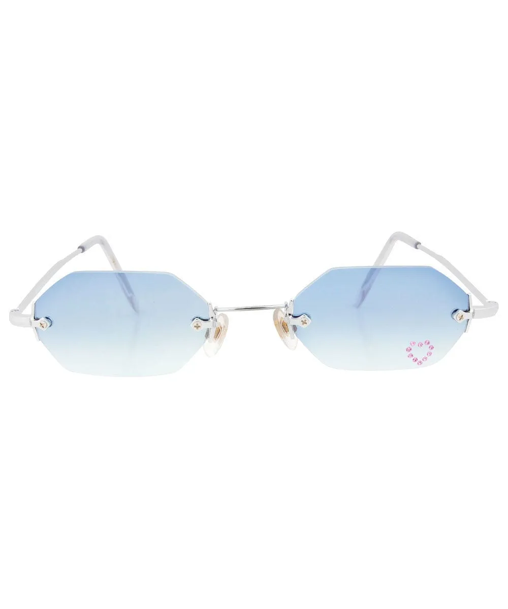 MARY KATE Blue/Pink Rimless Sunglasses sold by Giant Vintage product image thumbnail 3
