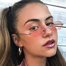 MARY KATE Pink/Heart Rimless Rhinestone Sunglasses sold by Giant Vintage product image thumbnail 2