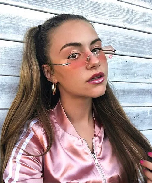 MARY KATE Pink/Heart Rimless Rhinestone Sunglasses sold by Giant Vintage product image thumbnail 4