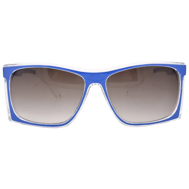 X-RAY Crystal/Blue 80s Square Shield Sunglasses sold by Giant Vintage