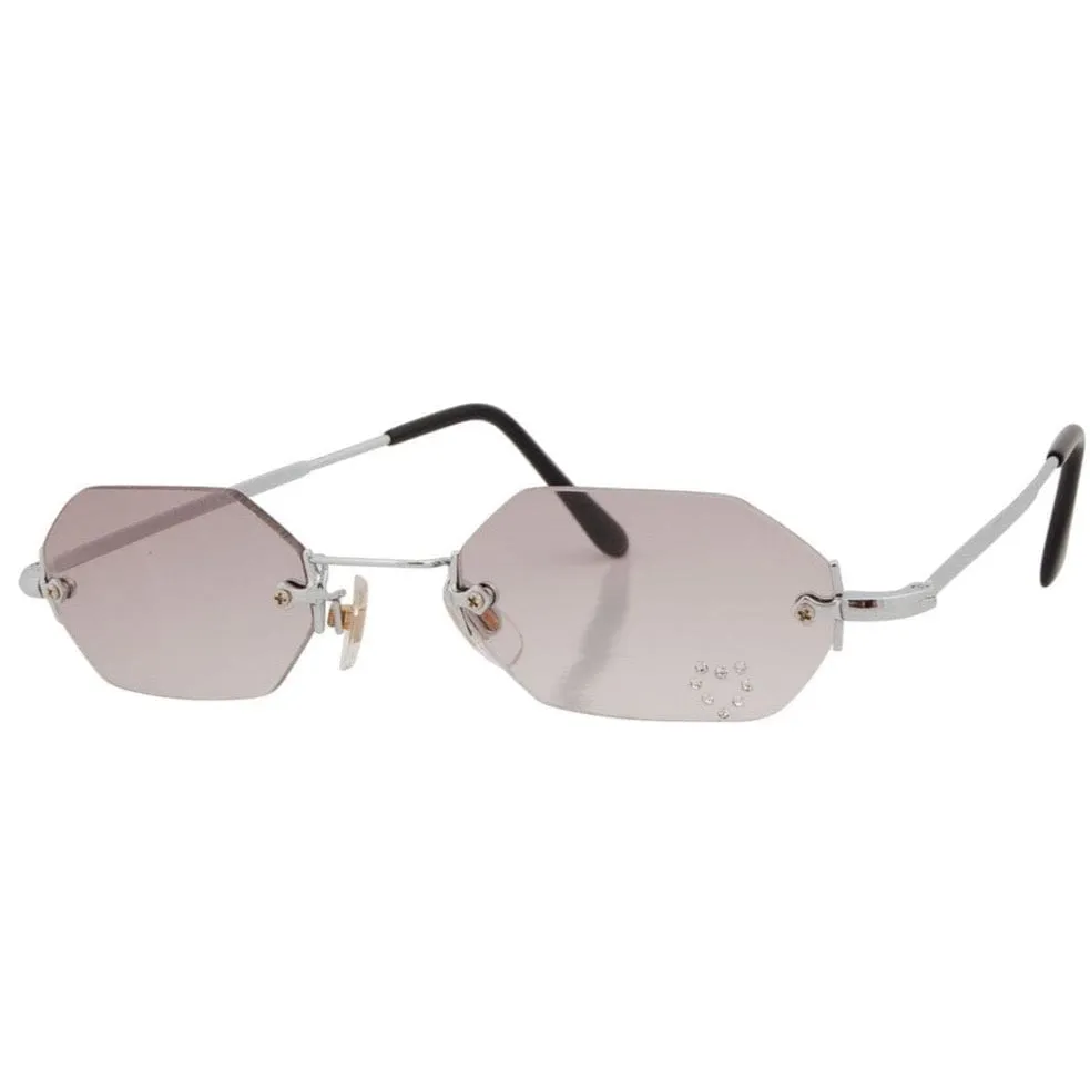 MARY KATE Smoke/Heart Rimless Rhinestone Sunglasses sold by Giant Vintage product image thumbnail 2