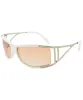 GOODY White/Amber Y2K Wrap Sunglasses sold by Giant Vintage