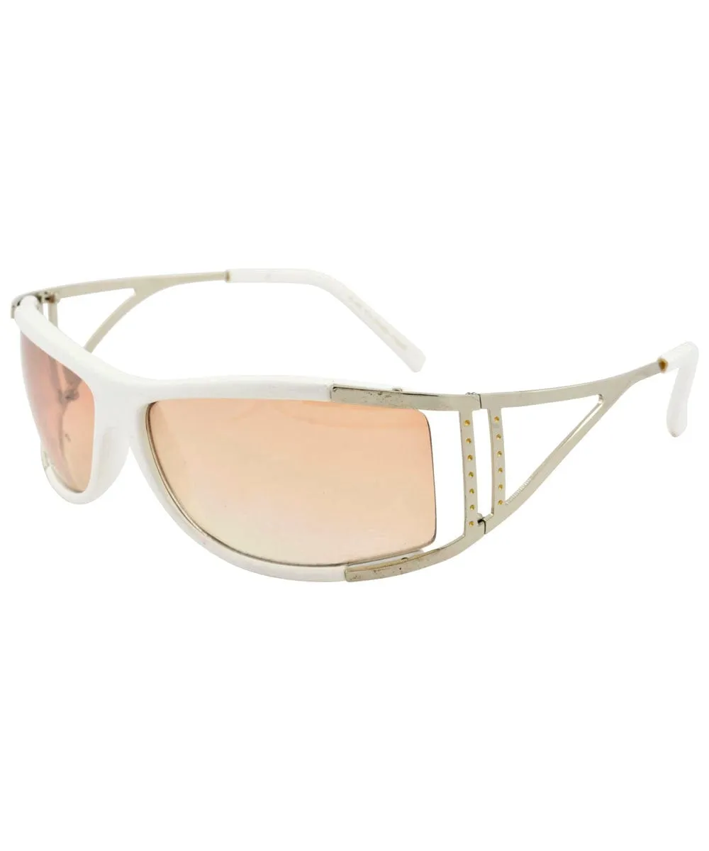 GOODY White/Amber Y2K Wrap Sunglasses sold by Giant Vintage product image thumbnail 2