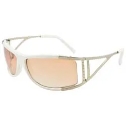 GOODY White/Amber Y2K Wrap Sunglasses sold by Giant Vintage