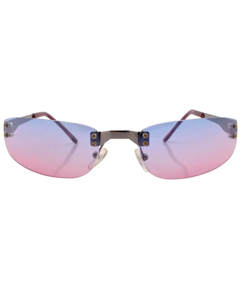 YOWZA Blue/Pink Rimless Sunglasses sold by Giant Vintage product image thumbnail 2