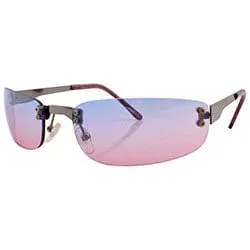 YOWZA Blue/Pink Rimless Sunglasses sold by Giant Vintage