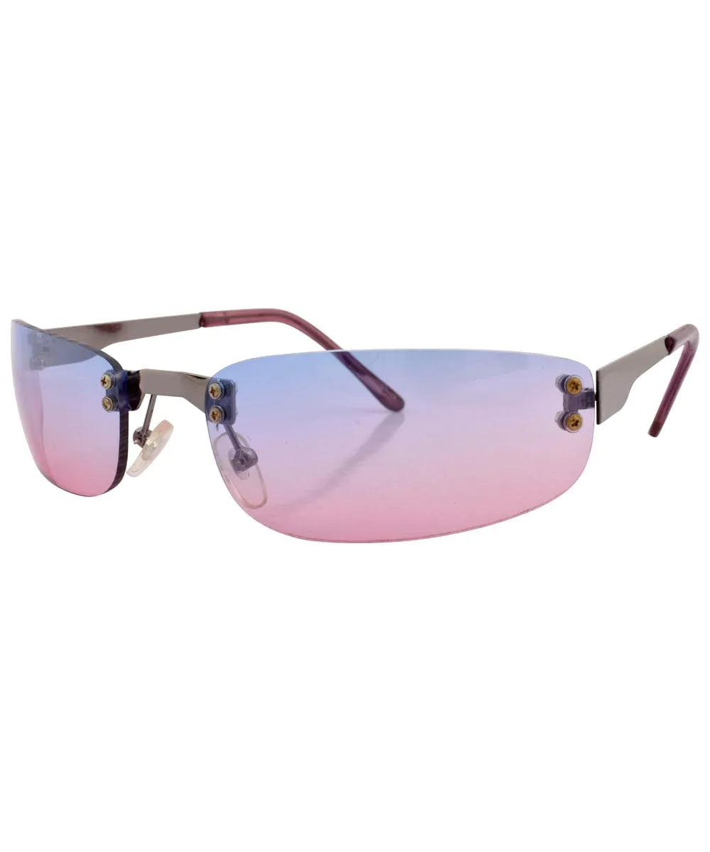 YOWZA Blue/Pink Rimless Sunglasses sold by Giant Vintage product image thumbnail 3