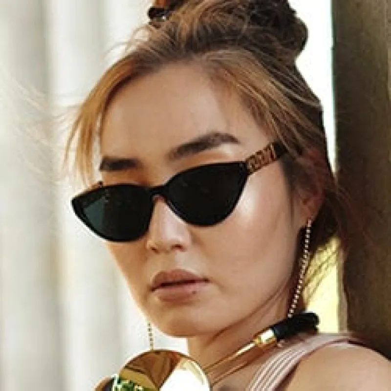 VOOCHIE Black Cat-Eye Sunglasses sold by Giant Vintage