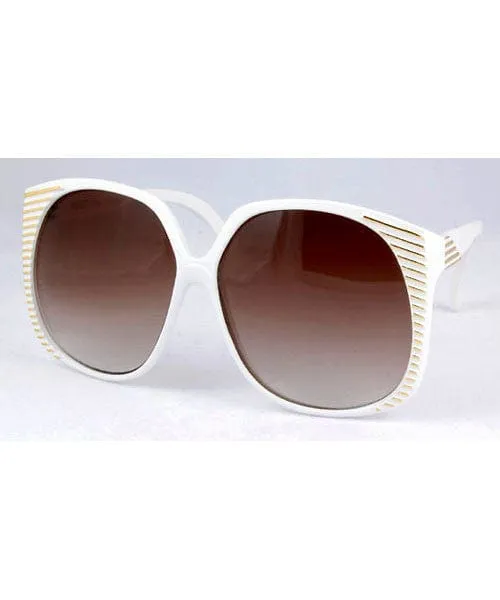 SANTA ANA White/Gold 70s Oversized Sunglasses sold by Giant Vintage product image thumbnail 2