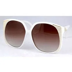 SANTA ANA White/Gold 70s Oversized Sunglasses sold by Giant Vintage
