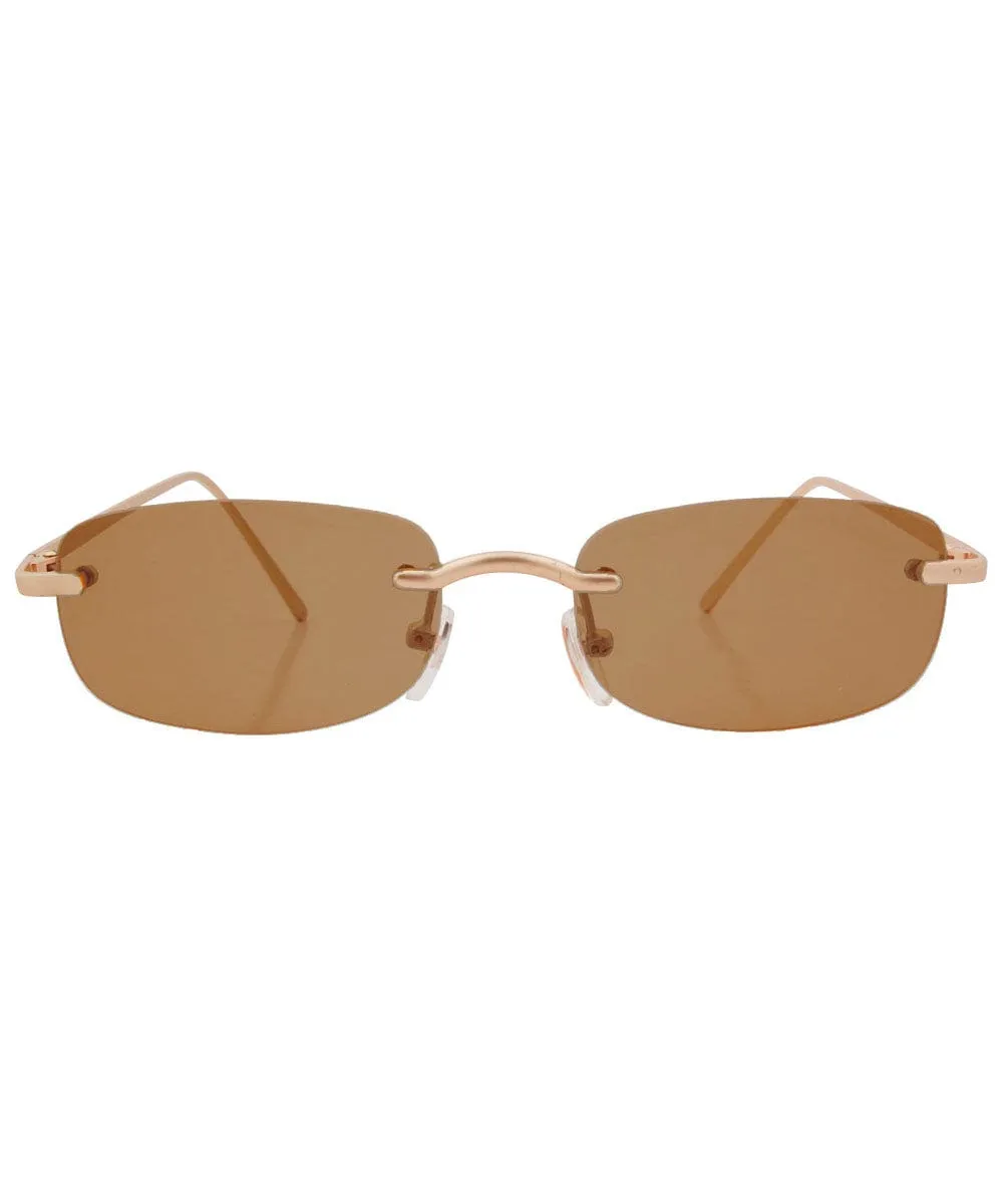 DEMITASSE Brown Rimless Sunglasses sold by Giant Vintage product image thumbnail 3