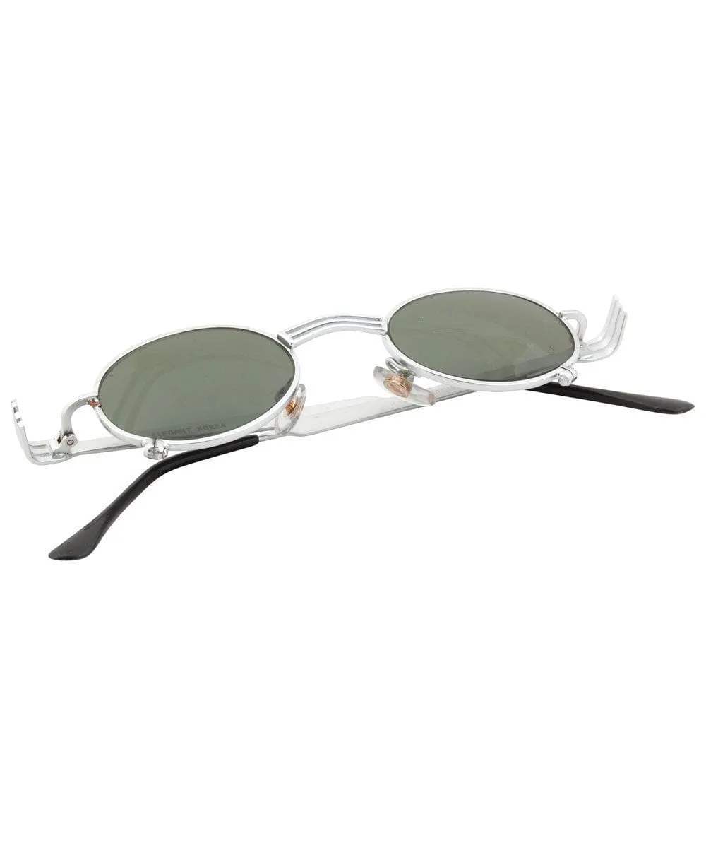 FORKED Silver Oval Steampunk Sunglasses sold by Giant Vintage product image thumbnail 2