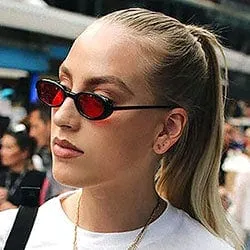 FUNKED Black/Red Oval Sunglasses sold by Giant Vintage product image thumbnail 2