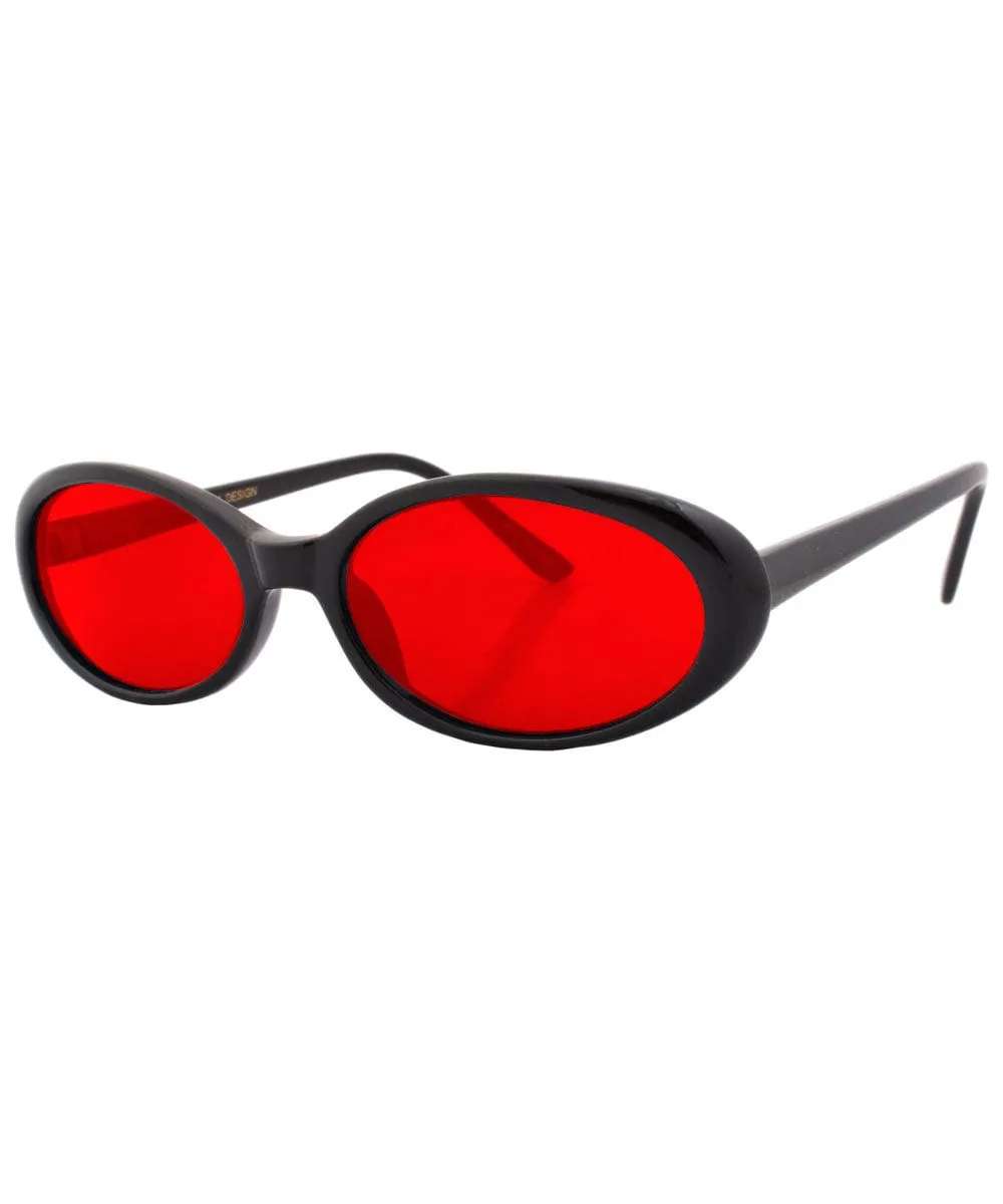 FUNKED Black/Red Oval Sunglasses sold by Giant Vintage product image thumbnail 3