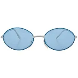 BRUCE Silver/Blue Oval Sunglasses sold by Giant Vintage
