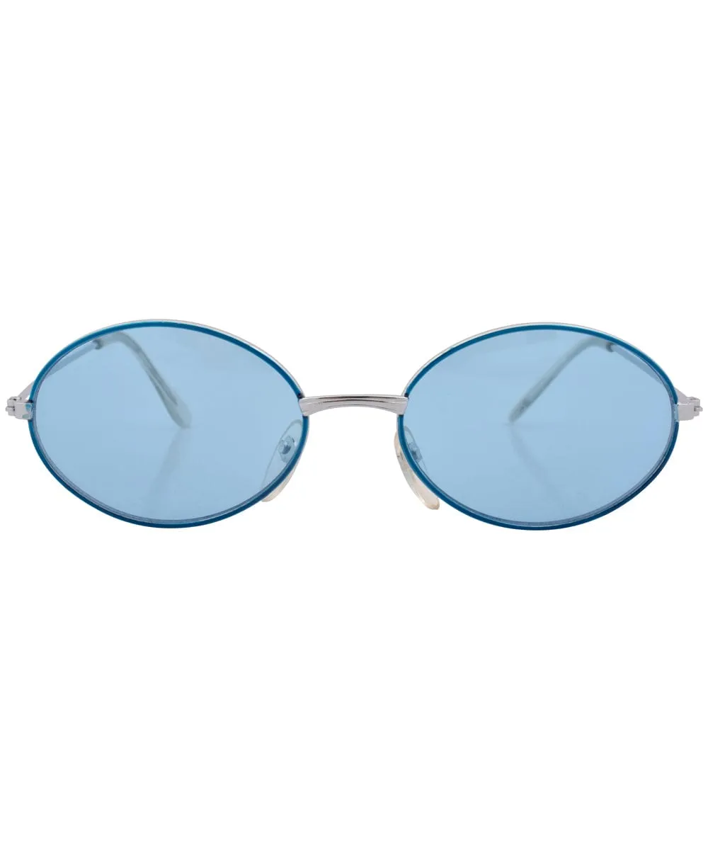 BRUCE Silver/Blue Oval Sunglasses sold by Giant Vintage product image thumbnail 3