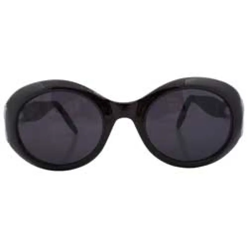 SHA'NELL Gloss Black Oval Sunglasses sold by Giant Vintage