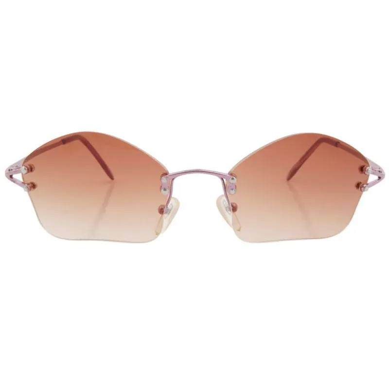 COSMIC Brown/Purple Rimless Sunglasses sold by Giant Vintage