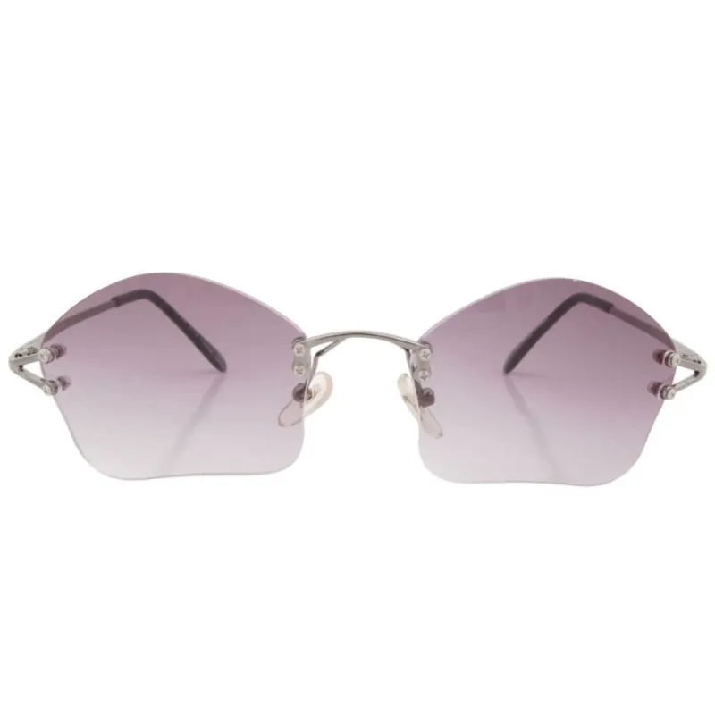 COSMIC Smoke/Pewter Rimless Sunglasses sold by Giant Vintage