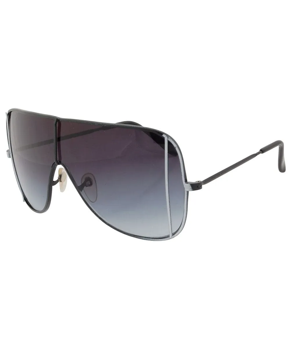 KERPOW Black Shield Sunglasses sold by Giant Vintage product image thumbnail 2