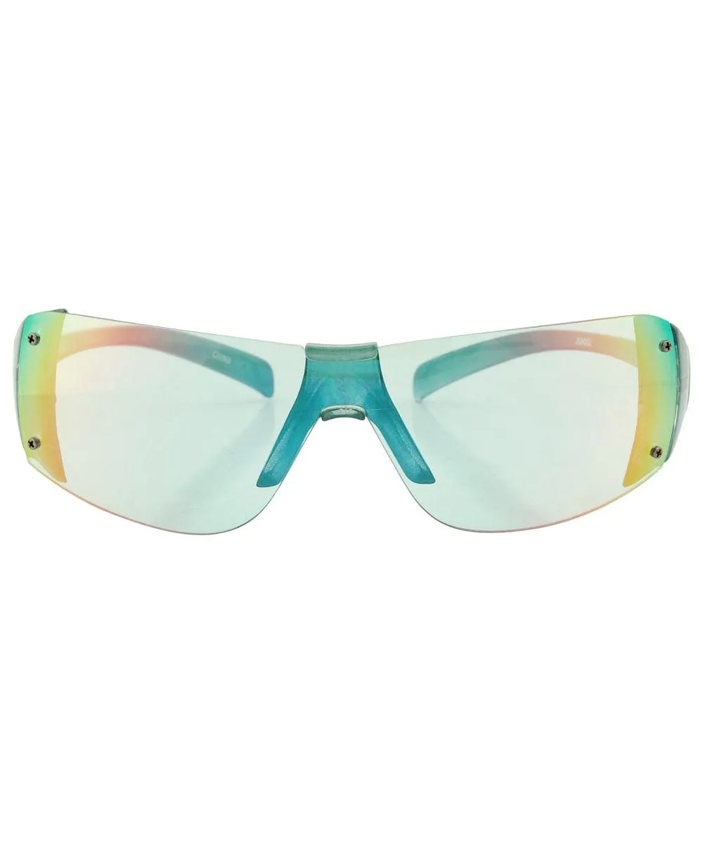 PLASTICS Green Rimless Wrap Sunglasses sold by Giant Vintage product image thumbnail 2