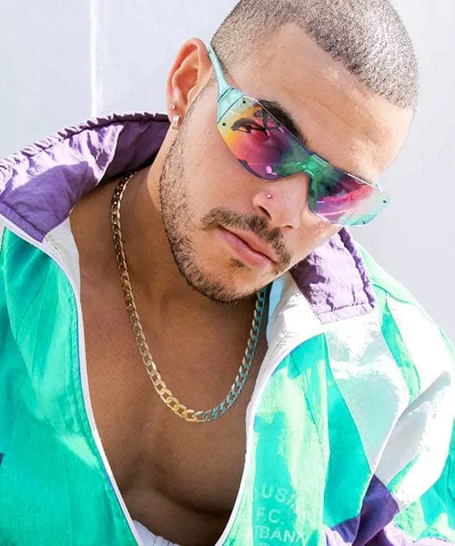 PLASTICS Green Rimless Wrap Sunglasses sold by Giant Vintage product image thumbnail 4