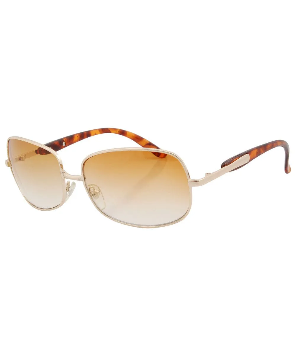 RICHES Gold/Brown Party-Ready Y2K Sunglasses sold by Giant Vintage