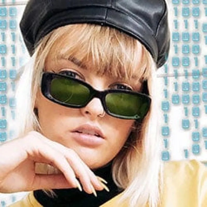 SUCK IT! Black/Green Square Sunglasses sold by Giant Vintage