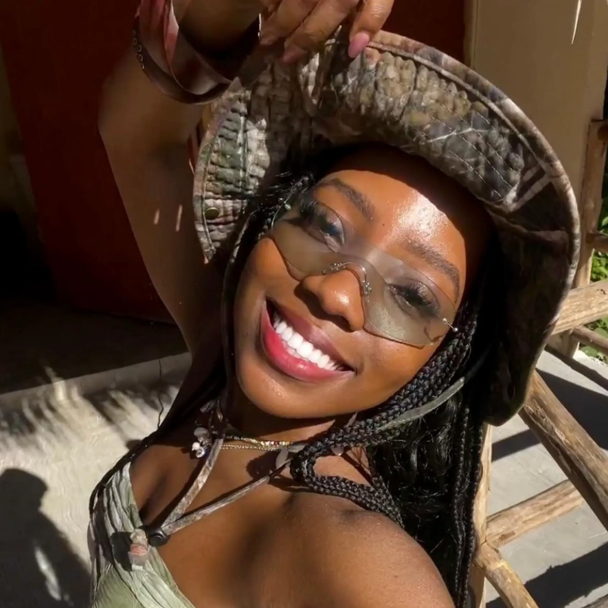 STARS Blue Rimless Sunglasses sold by Giant Vintage product image thumbnail 4