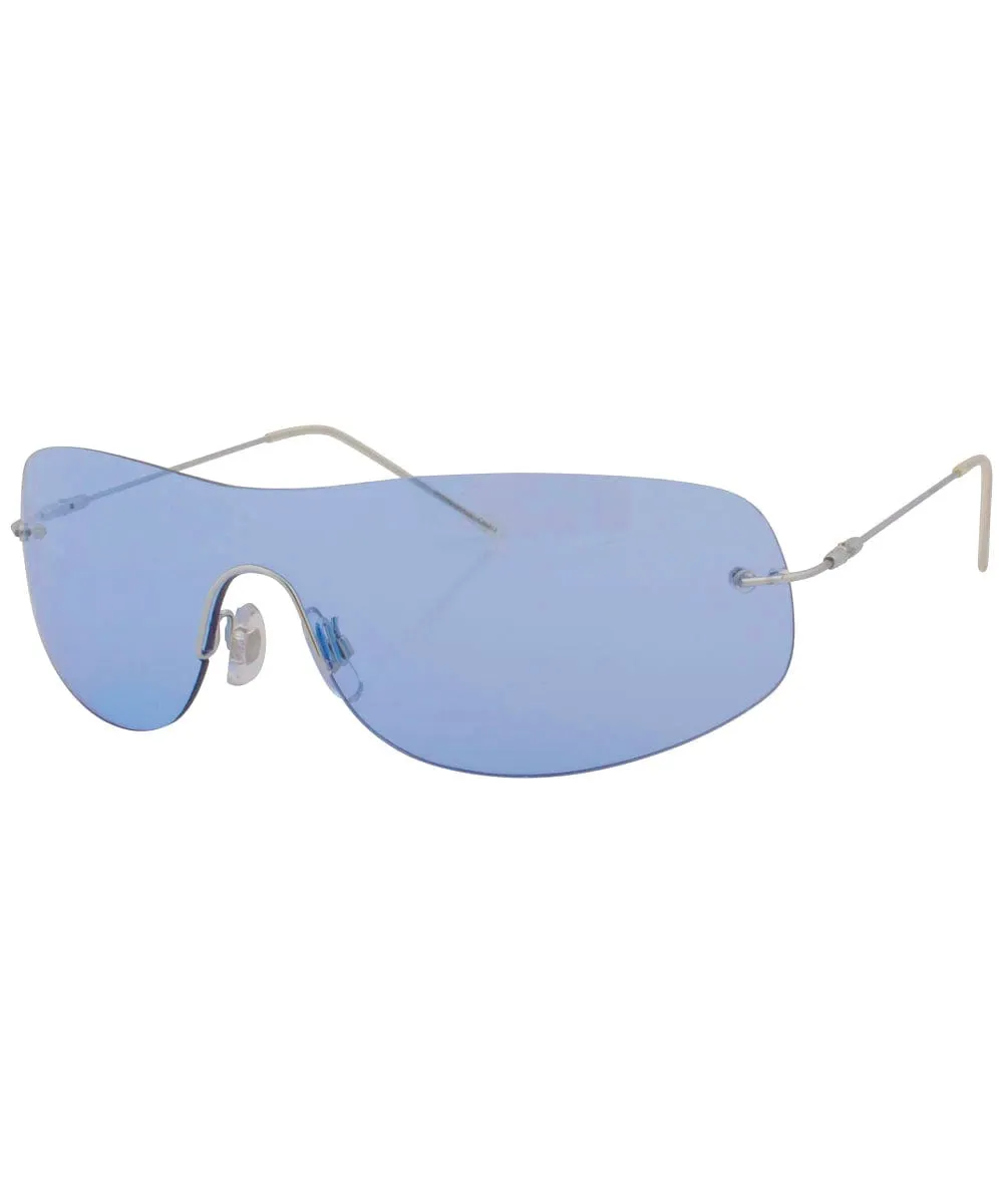 STARS Blue Rimless Sunglasses sold by Giant Vintage