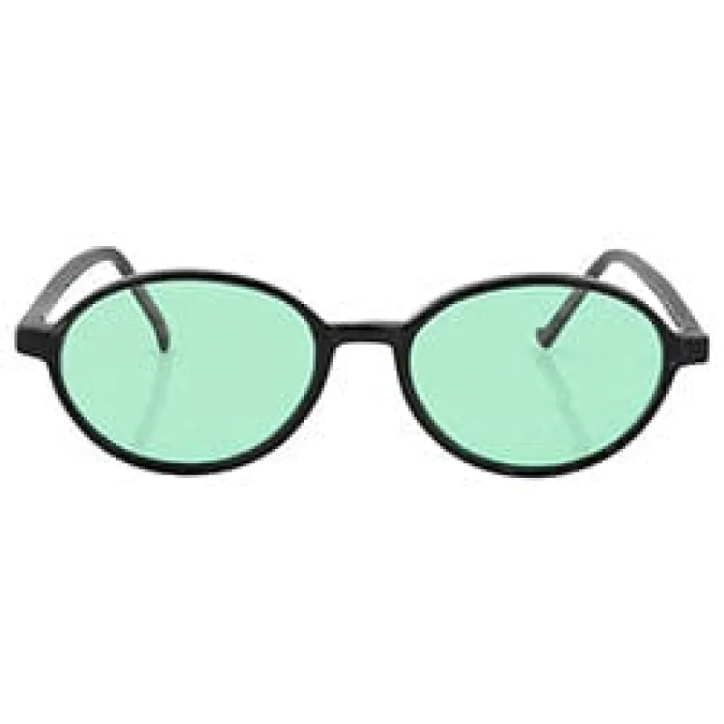 CARTER Black/Green Oval Sunglasses sold by Giant Vintage