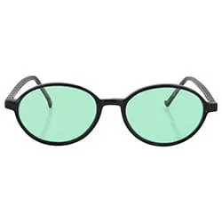 CARTER Black/Green Oval Sunglasses sold by Giant Vintage