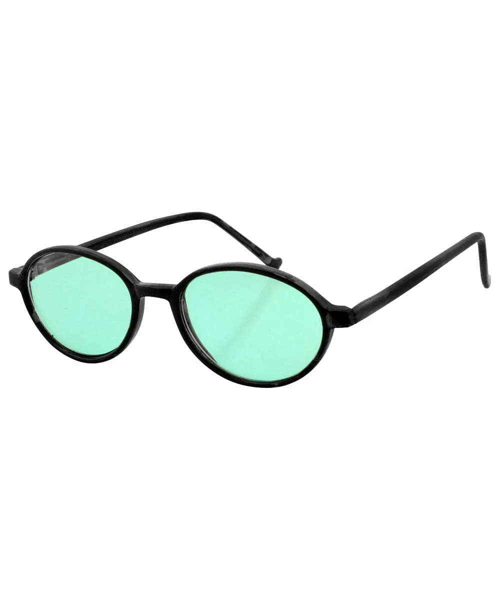 CARTER Black/Green Oval Sunglasses sold by Giant Vintage product image thumbnail 2