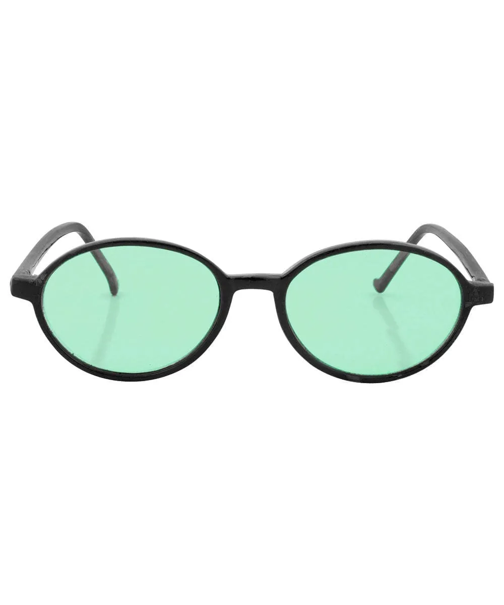 CARTER Black/Green Oval Sunglasses sold by Giant Vintage product image thumbnail 3