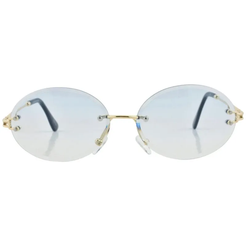 SWEET DEE Blue Rimless Sunglasses sold by Giant Vintage