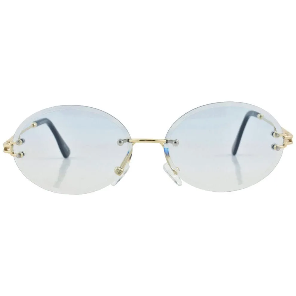 SWEET DEE Blue Rimless Sunglasses sold by Giant Vintage