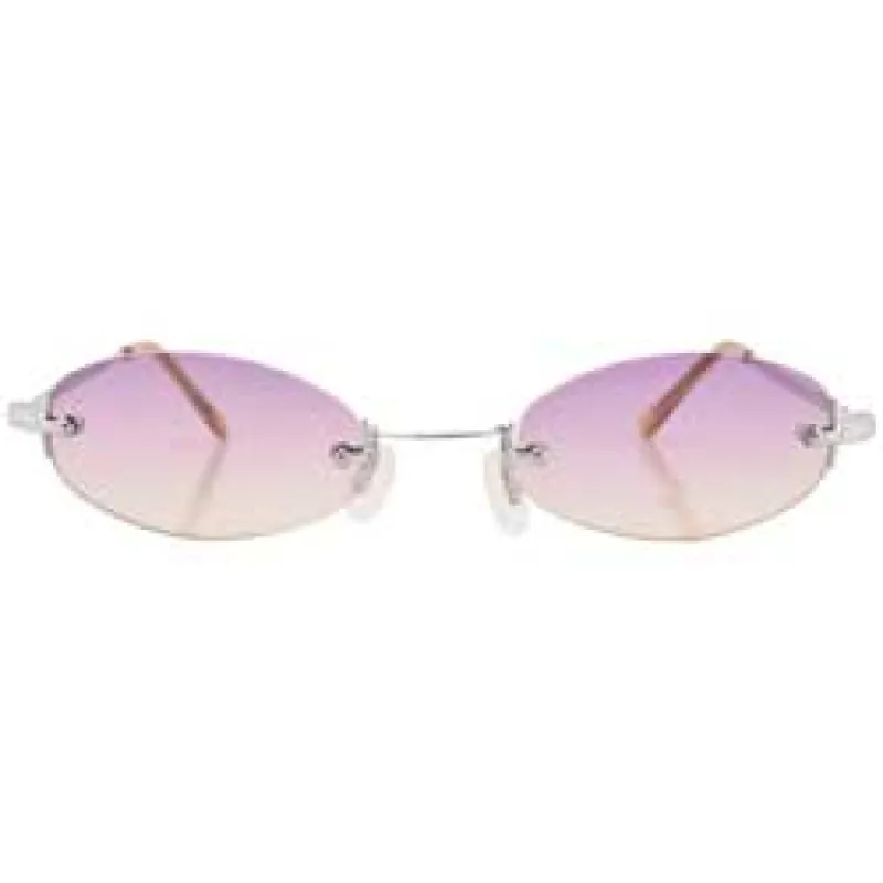 SYLVIAN Purple/Yellow Rimless Sunglasses sold by Giant Vintage