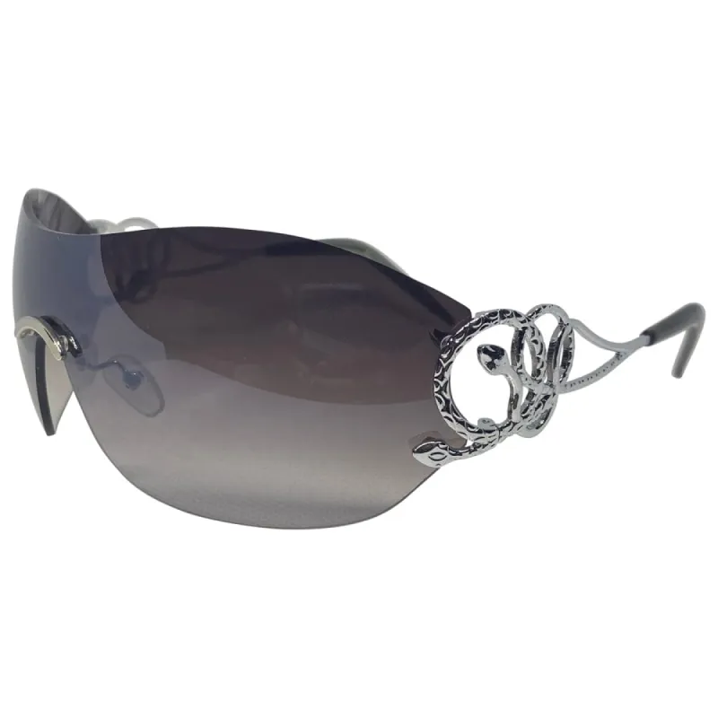 SNAKEY SNAKE Smoke Rimless Shield Sunglasses sold by Giant Vintage