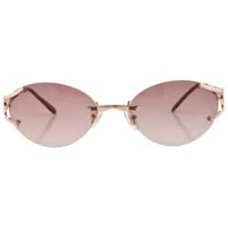 TISH Gold/Brown Rimless Sunglasses sold by Giant Vintage