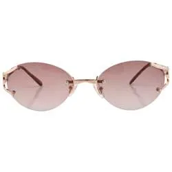 TISH Gold/Brown Rimless Sunglasses sold by Giant Vintage